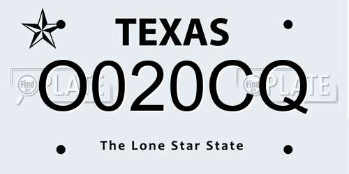 O020CQ Texas License Plate