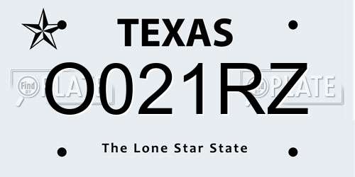 O021RZ Texas License Plate