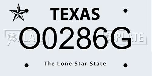 O0286G Texas License Plate