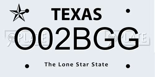 O02BGG Texas License Plate