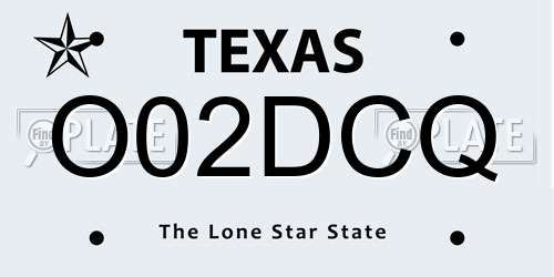 O02DCQ Texas License Plate