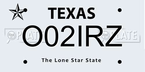 O02IRZ Texas License Plate
