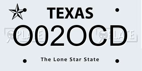O02OCD Texas License Plate