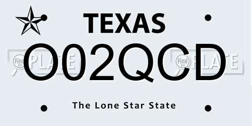 O02QCD Texas License Plate