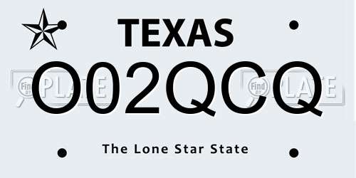 O02QCQ Texas License Plate