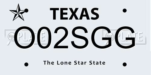 O02SGG Texas License Plate