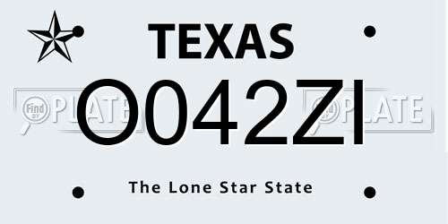 O042ZI Texas License Plate