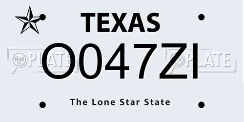 O047ZI Texas License Plate