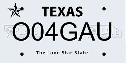 O04GAU Texas License Plate