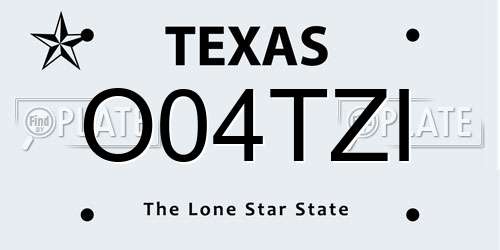O04TZI Texas License Plate