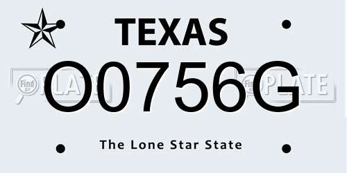 O0756G Texas License Plate