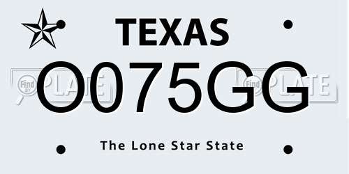 O075GG Texas License Plate