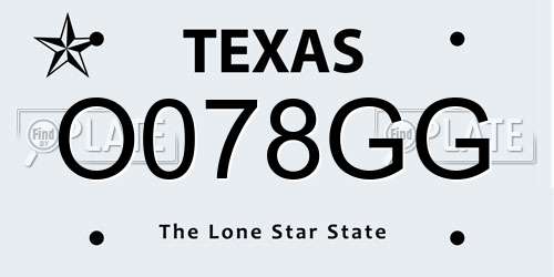 O078GG Texas License Plate