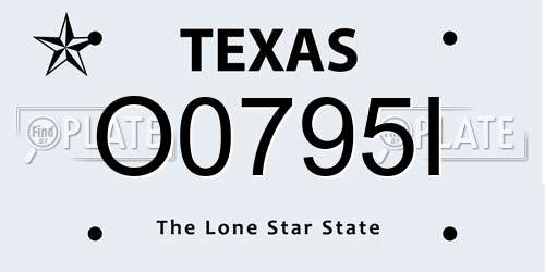O0795I Texas License Plate