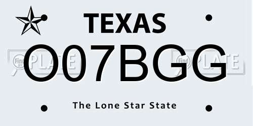 O07BGG Texas License Plate