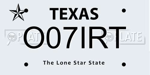 O07IRT Texas License Plate