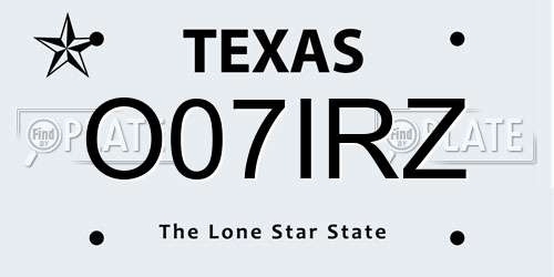 O07IRZ Texas License Plate