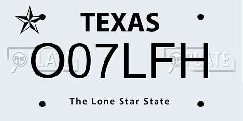 O07LFH Texas License Plate