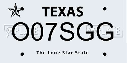 O07SGG Texas License Plate