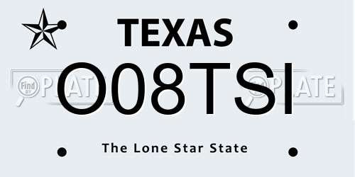 O08TSI Texas License Plate