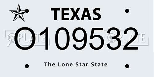 O109532 Texas License Plate