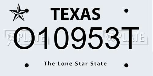 O10953T Texas License Plate