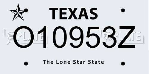 O10953Z Texas License Plate