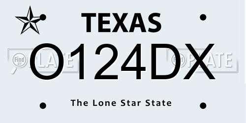 O124DX Texas License Plate