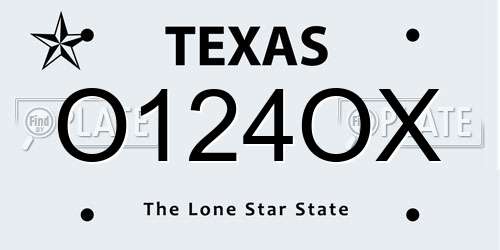 O124OX Texas License Plate