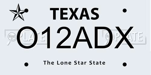 O12ADX Texas License Plate