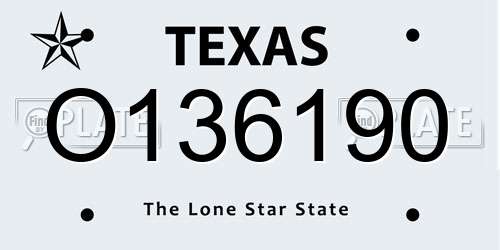 O136190 Texas License Plate