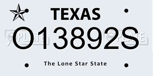 O13892S Texas License Plate