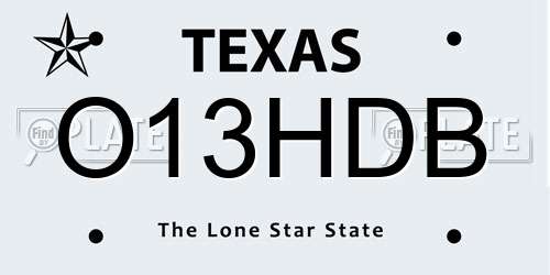 O13HDB Texas License Plate