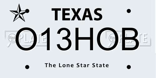 O13HOB Texas License Plate