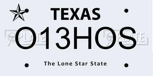 O13HOS Texas License Plate