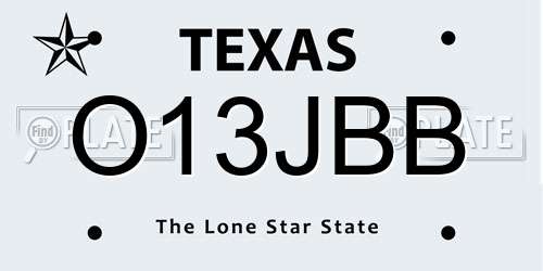 O13JBB Texas License Plate