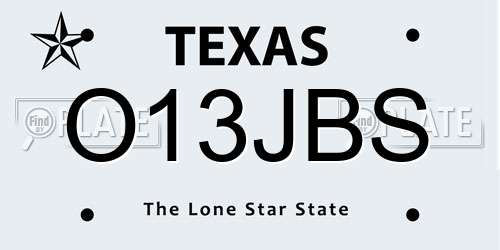 O13JBS Texas License Plate