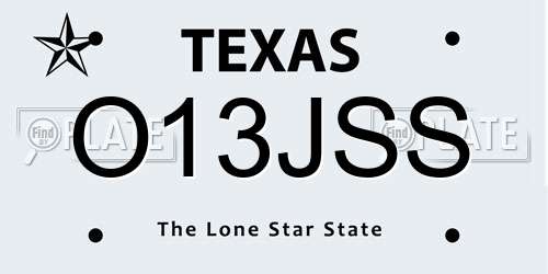 O13JSS Texas License Plate