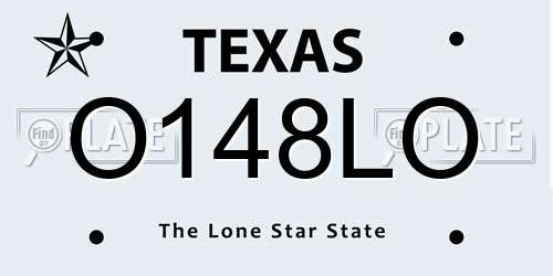 O148LO Texas License Plate