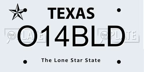 O14BLD Texas License Plate