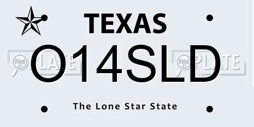 O14SLD Texas License Plate