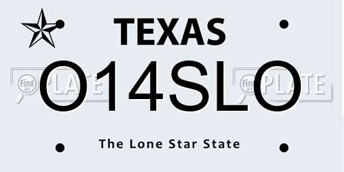 O14SLO Texas License Plate