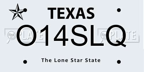 O14SLQ Texas License Plate