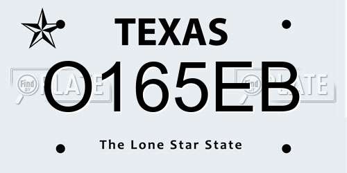 O165EB Texas License Plate