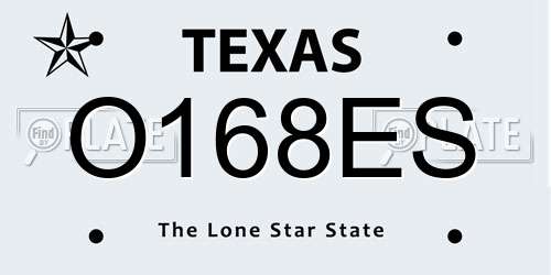 O168ES Texas License Plate