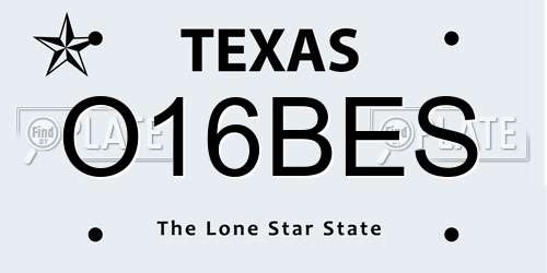O16BES Texas License Plate