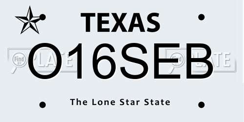 O16SEB Texas License Plate