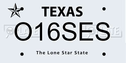 O16SES Texas License Plate