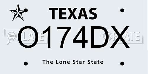 O174DX Texas License Plate