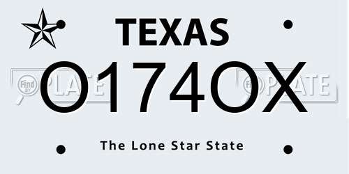 O174OX Texas License Plate